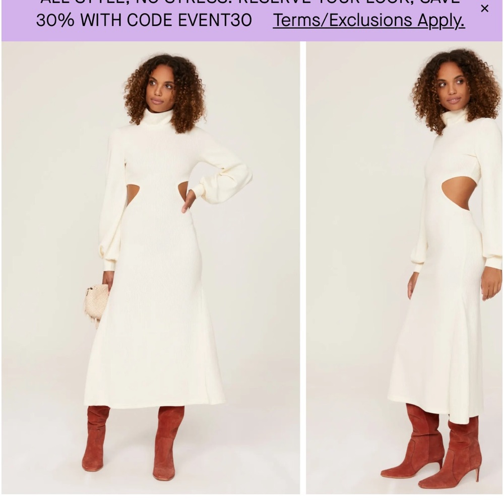 NWOT WeWoreWhat Ivory Cutout Wide Rib Sweater Dress